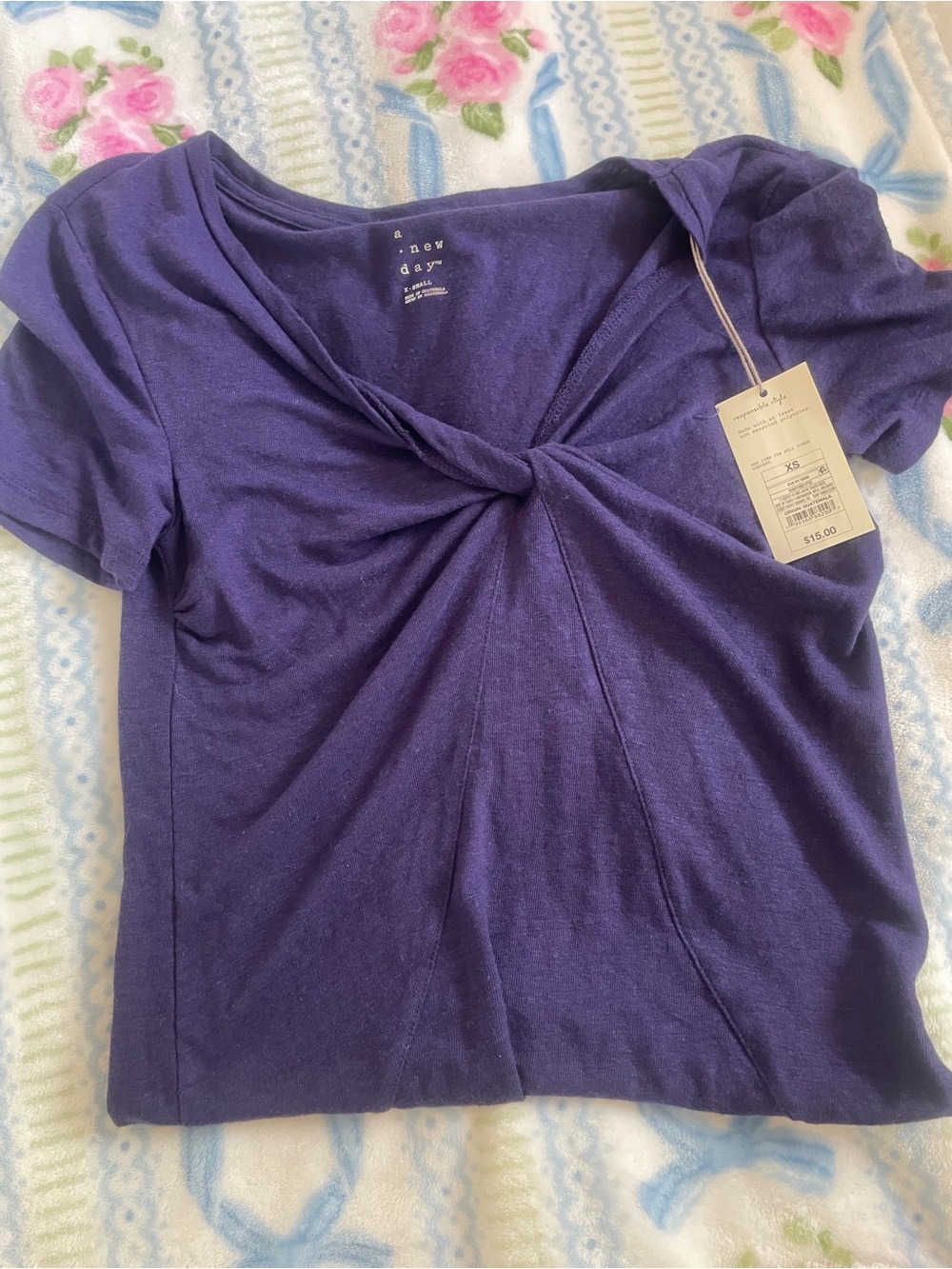 a new day Purple Twist-Front Short Sleeve Tee